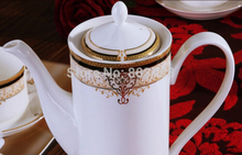Fashion 15pcs bone china coffee sets Europe gold trim tea sets ceramic coffee cup set