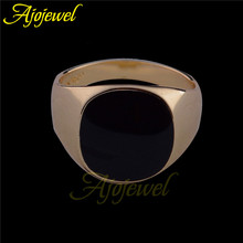 2015 new arrival classic men finger ring 18k gold plated fashion jewelry black ring man