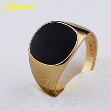 2015 new arrival classic men finger ring 18k gold plated fashion jewelry black ring man