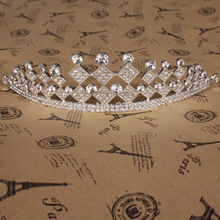 Free shipping clear crystal bridal crown silver plated wedding tiara bridal hair jewelry princess marriages jewelry