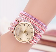 Watches Woman 2015 European-Style Clock New Jewelry Long-Chain shine big round crystal Dress Casual Long Leather Quartz Watch