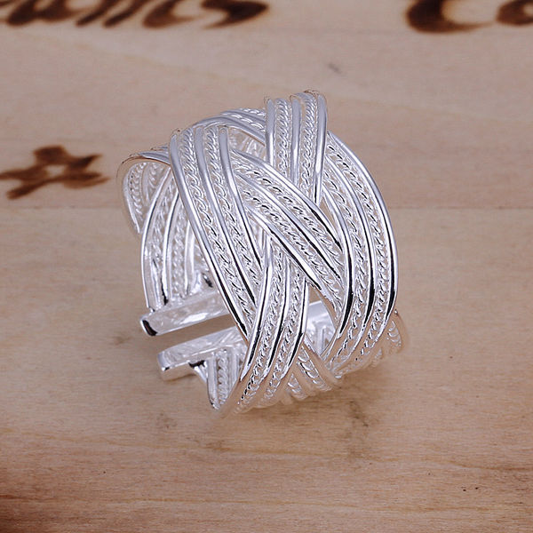 ... Silver-Ring-For-Women-Fine-Fashion-Big-Net-Weaving-Silver-Jewelry-Ring