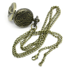 Classical Vintage Retro Design 1 Bronze Tone Necklace Chain Cupid Pattern Quartz Pocket Watch 84cm 33