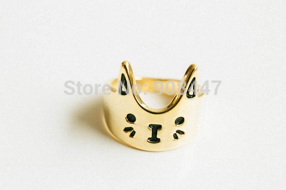 1 PCS R76 hot sale Cute Fashion love cat ring kitty ring cat head face ring