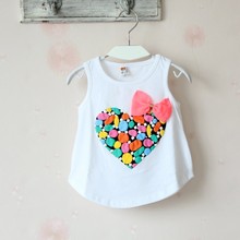 Bear Leader Free Shipping Girls set love child sleeveless T shirt and flower shorts new