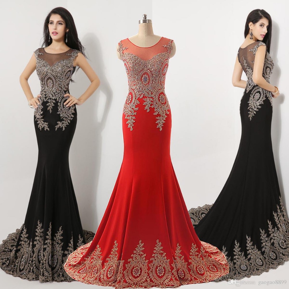 High-Quality-Black-Arabic-Evening-Dresses-Mermaid-Tulle-Appliques ...