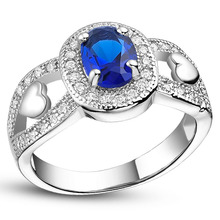 Blue Love Aliancas De Casamento Bijoux White Round Crystal Rings for Women Jewellery Red CZ Diamond Aneis Femininos Ulove J585