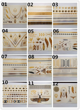 12 Sheet New body art metallic temporary tattoo sexy product jewelry bracelet flash tattoo gold tatoo