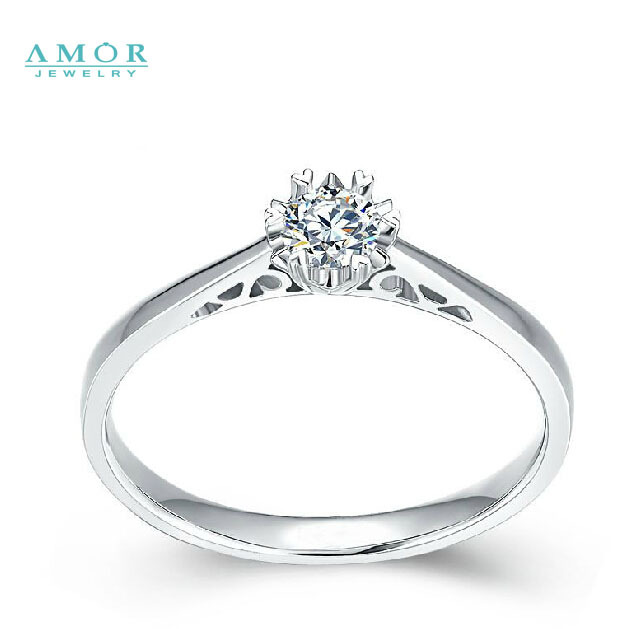 AMOR BRAND THE FLOWER OF LOVE SERIES 100 NATURAL DIAMOND 18K WHITE GOLD RING JEWELRY JBFZSJZ290
