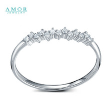 AMOR BRAND THE FLOWER OF LOVE SERIES 100% NATURAL DIAMOND 18K WHITE GOLD RING JEWELRY JBFZSJZ289