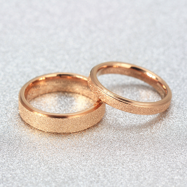 Fashion Fine jewelry Matte love titanium18k rose gold couple ring his and hers promise ring sets