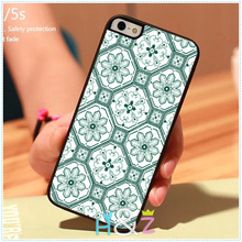 Green Tile Geometric Floral Print On Hard Skin Mobile Phone Cases Accessories for iPhone 5 5s