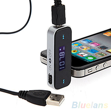 9368 Wireless 3.5mm Car LCD Display FM Transmitter Cable For iPhone 4S 5S 6 ipod Touch