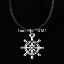 2015 HOT China 12 Style New Tibetan Silver Pendant Necklace Choker Charm Black Leather Cord Factory Price Handmade Jewlery