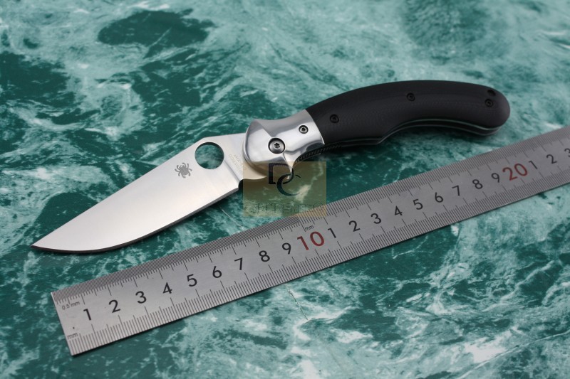 Lâmina de faca militar 440C Spyderco facas Micarta preta lidar com dobradura canivete C173GP faca para caça de acampar ao ar livre