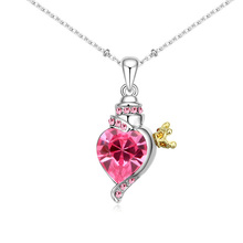 T102704 Top AAA crystal necklace– Cupid Heart ( Rose ) over $15 mixed order free shipping