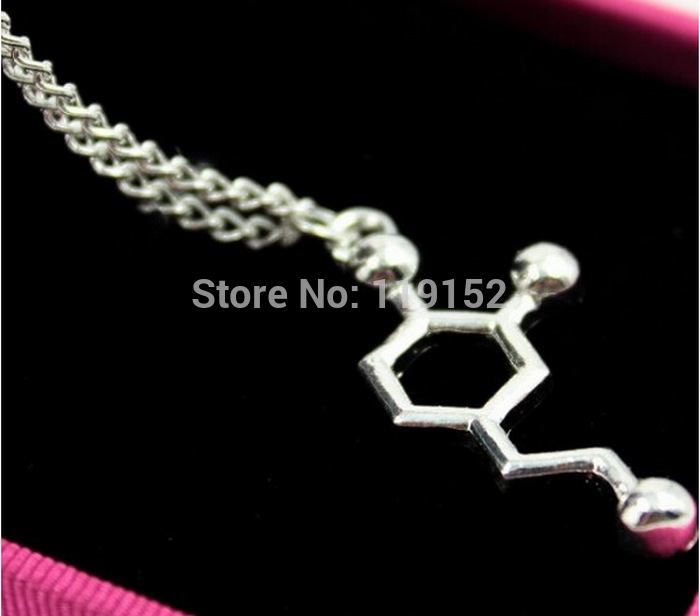 Hot sale Pendant Necklace Happy hormone Serotonin Molecules chemical formula of love necklace Happiness Signal 5