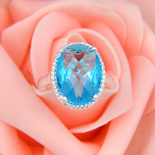 Newest Oval Crystal Fire Sky Blue Topaz 925 Sterling Silver Wedding Jewelry Rings Russia Rings Australia