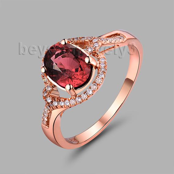 NEW 2015 Oval 6x8mm Ruby With Brilliant Dia In Solid 18kt Rose Gold Wedding Ring R608