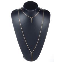 1PC Fashion Simple Metal Gold Layered Tassels Pendant Long Necklace Double Layer Combination Necklaces Jewelry Free