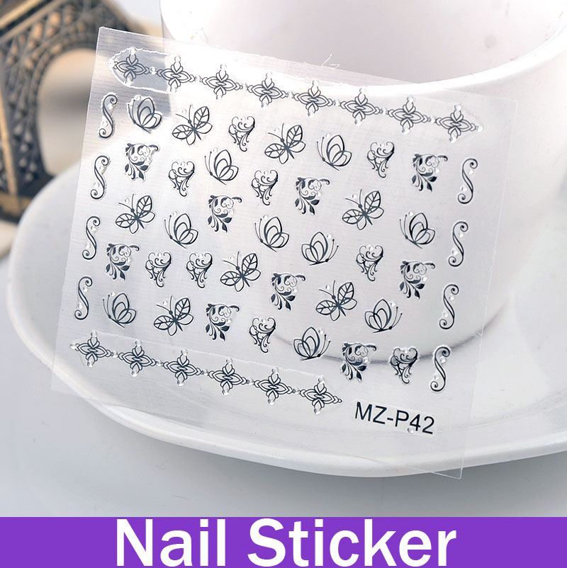 Womens Cute Flower Butterfly Cartoon Element 3D Nail Sticker Fingernail Art Design Of Nail Art