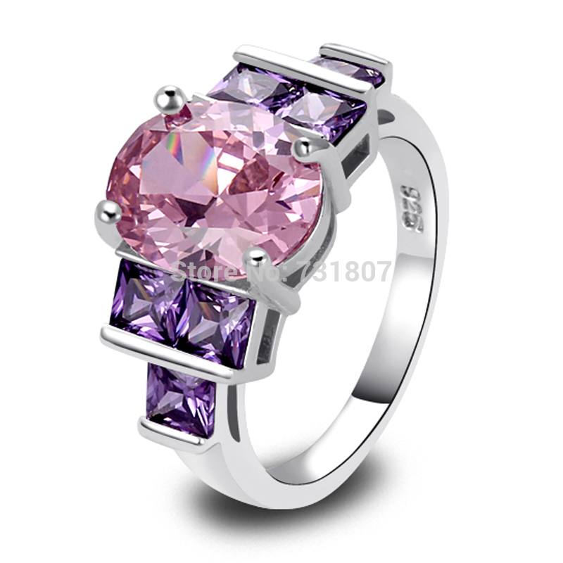 Fashion Jewelry Valentine s Romantic Pink Sapphire 925 Silver Ring Size 7 8 9 10 Cupid