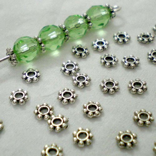 Beautiful Bead 200pcs Tibetan Silver Daisy Spacer Metal Beads 4mm