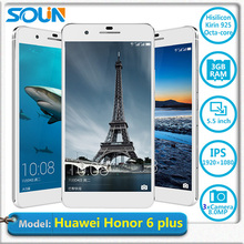Original huawei honor 6 plus 4G FDD LTE 3GRAM 32GB/16GB Hisilicon Kirin 925 Octa Core with 3600mAh battery mobile phone