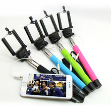 Wired Selfie Stick Handheld Monopod Built-in Shutter Extendable + Mount Holder For iPhone Samsung Smartphone Any Phones Camera