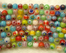 Beautiful Bead 65pcs Mix Millefiori Flower Lampwork Glass Round Beads 6mm