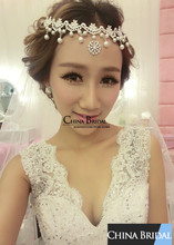 Luxury Lace Pearl Frontlet Women Bridal hair jewelry Party Prom Hair Jewelry wedding hairband wedding hair