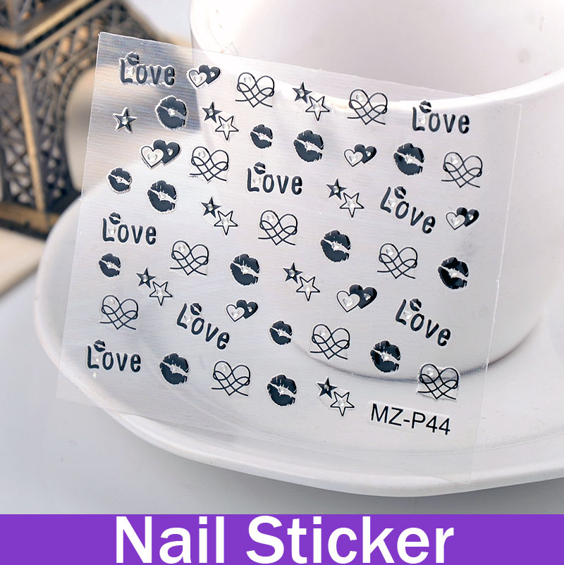 One Sheet Love Kiss Lips Cartoon Element Nail Art Stickers Fingernail Stickers French Nail Polish