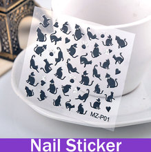 One Sheet Black Cat Cartoon Element Foil Nail Sticker Gel Nail Stickers Gel Nail Supplies