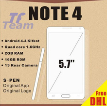 DHL Free N910 phone Octa core Note 4 phone 3G Ram 16G Rom Android 4.4 MTK6582 Quad core Note IV note4 N9100 phone 1280*720