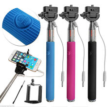 Wired Selfie Stick Handheld Monopod Built-in Shutter Extendable + Mount Holder For  Samsung Smartphone Any Phones Camera