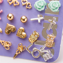 Fashion accessories mixed stud earrings pack set 20 pairs bird Icecream stars cross flower love heart