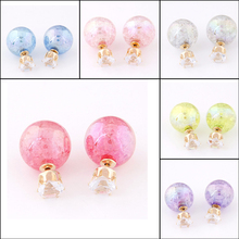 Super Deal Brand Cheap Double Pearl Earrings Colorful Statement Zircon Channel Stud Crystal Earring Wedding Jewelry For Women