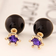 Super Deal Brand Cheap Double Pearl Earrings Colorful Statement Zircon Channel Stud Crystal Earring Wedding Jewelry