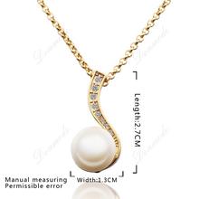Free shipping Fashion jewlery Wholesale 18K Real Gold Plated Elegant Trendy Pearl Crystal Pendants Necklace Accessories