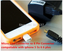 Micro USB Data Sync Charge Connector to 8 pin Convertor Cable Charger Adapter For iPhone 6