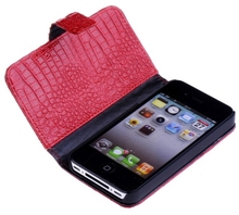 Coolest Crocodile Pattern Wallet Flip Leather Case For Apple iphone 4 4S 4G Phone Pouch Cover + 4S Screen Guard