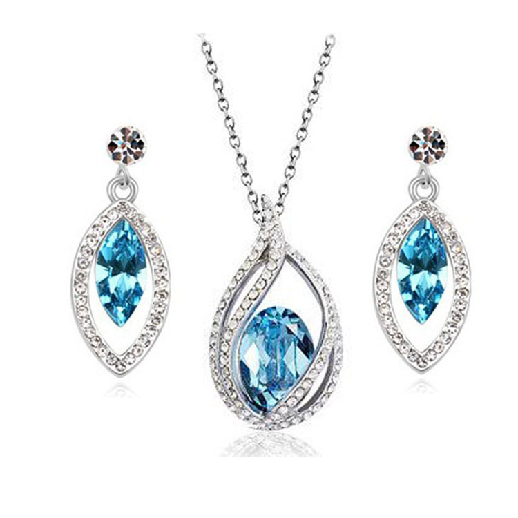 Crystal Jewelry Sets White Gold Plated Bridal Wedding Jewelry Sets ...
