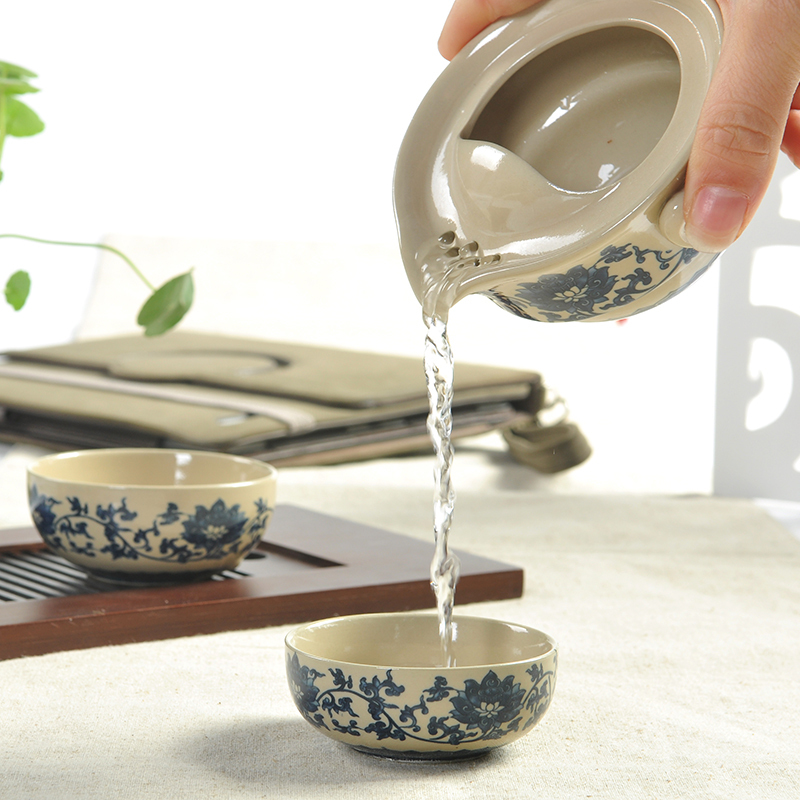 3pcs Set New 2015 Chinese Travel Tea Set Ceramic Portable Kung Fu Tea Set Teacup Chinese