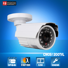 1 2 5 COMS Sensor 1200TVL CCTV Camera HD Outdoor Bullet Waterproof IR CUT 24 IR