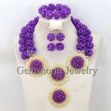 Fabulous Women Costume African Jewelry Set Wedding Crystal Jewelry Set Chunky Beads Set Hot Free Shipping