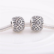 Fits Pandora Charms Bracelet 925 Sterling Silver Jewelry Openwork Crystal Beads Women DIY Jewelry Free Shipping