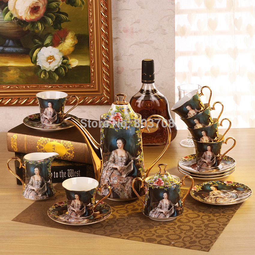 Free shipping 2014 15 European high grade bone china coffee afternoon tea suit British ceramics coffee
