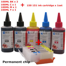 PGI-150 Refillable ink cartridge for CANON IP7210 MG5410 MX721 MX921 MG5510 IX6810 printers + Dey ink 5color Universal 500ml