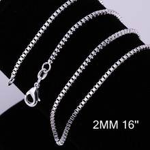 925 Silver 2 mm box chain for pendant 16 24inch wholesale free Shipping s925 silver necklace