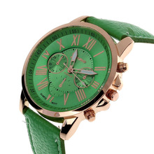 Free Shipping Super Fashion Geneva Watch Roman Numerals Leather Clocks Women Wristwatch GL8821 2015 New 10